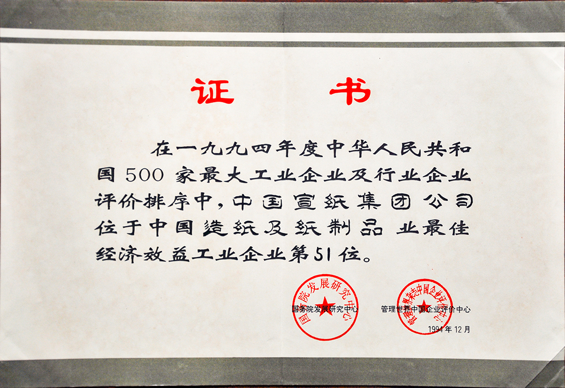 最佳經(jīng)濟效益工業(yè)企業(yè)第51位